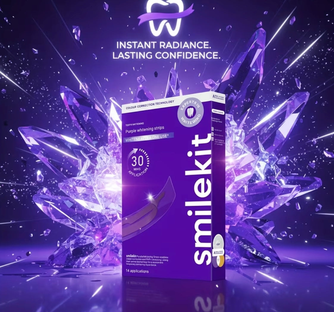 Purple teeth whitening strip