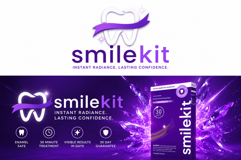 Purple teeth whitening strip