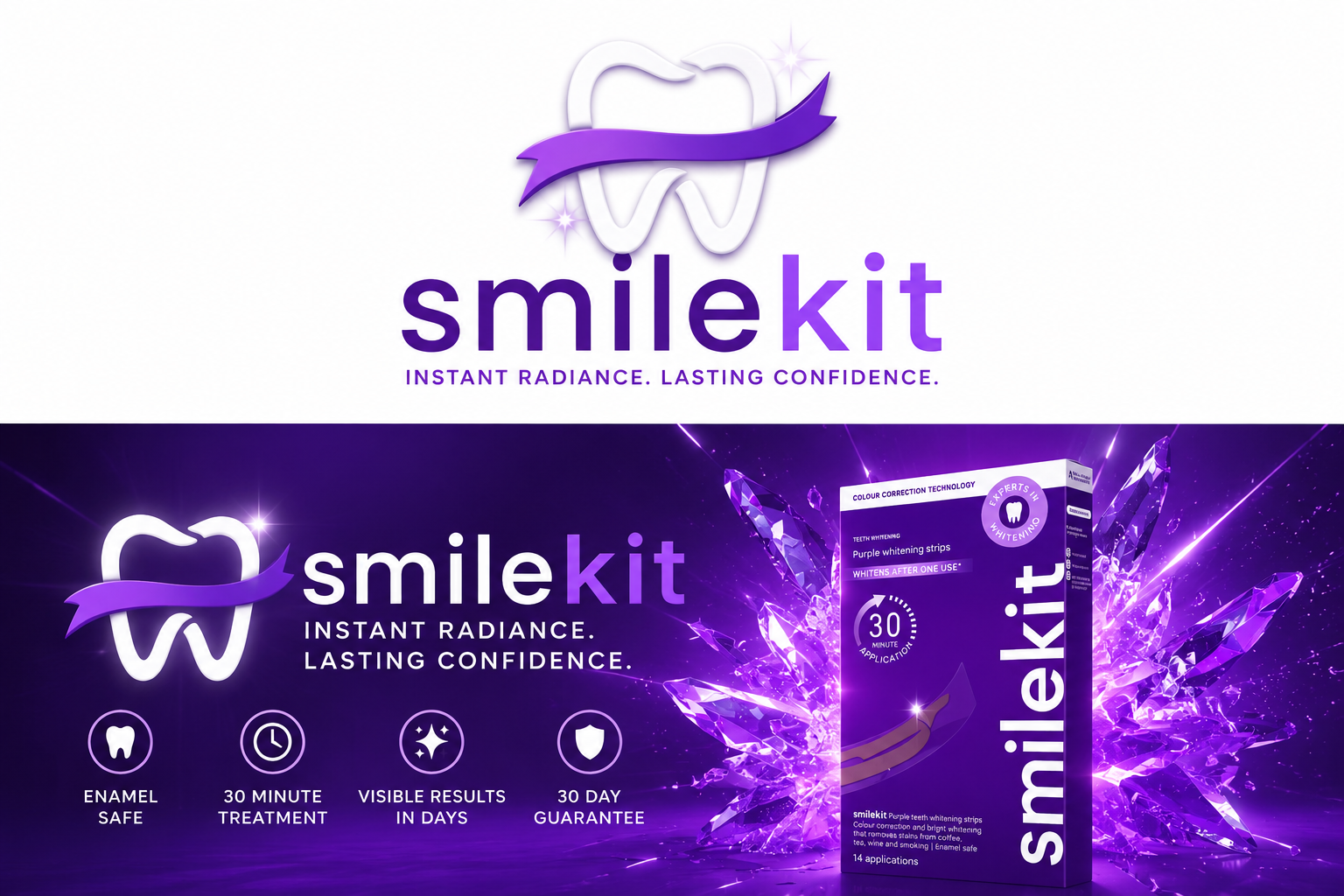 Purple teeth whitening strip