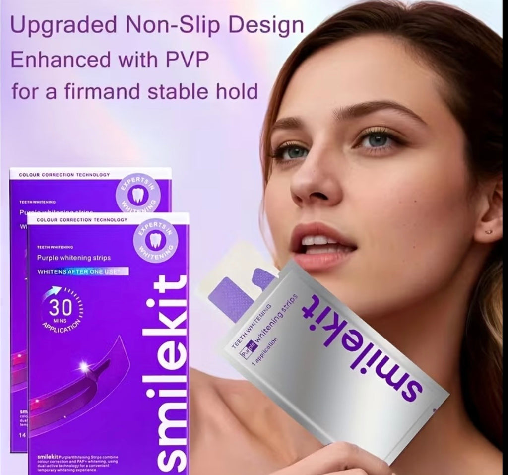 Purple teeth whitening strip