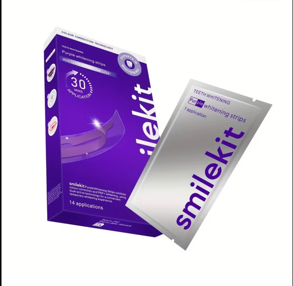 Purple teeth whitening strip